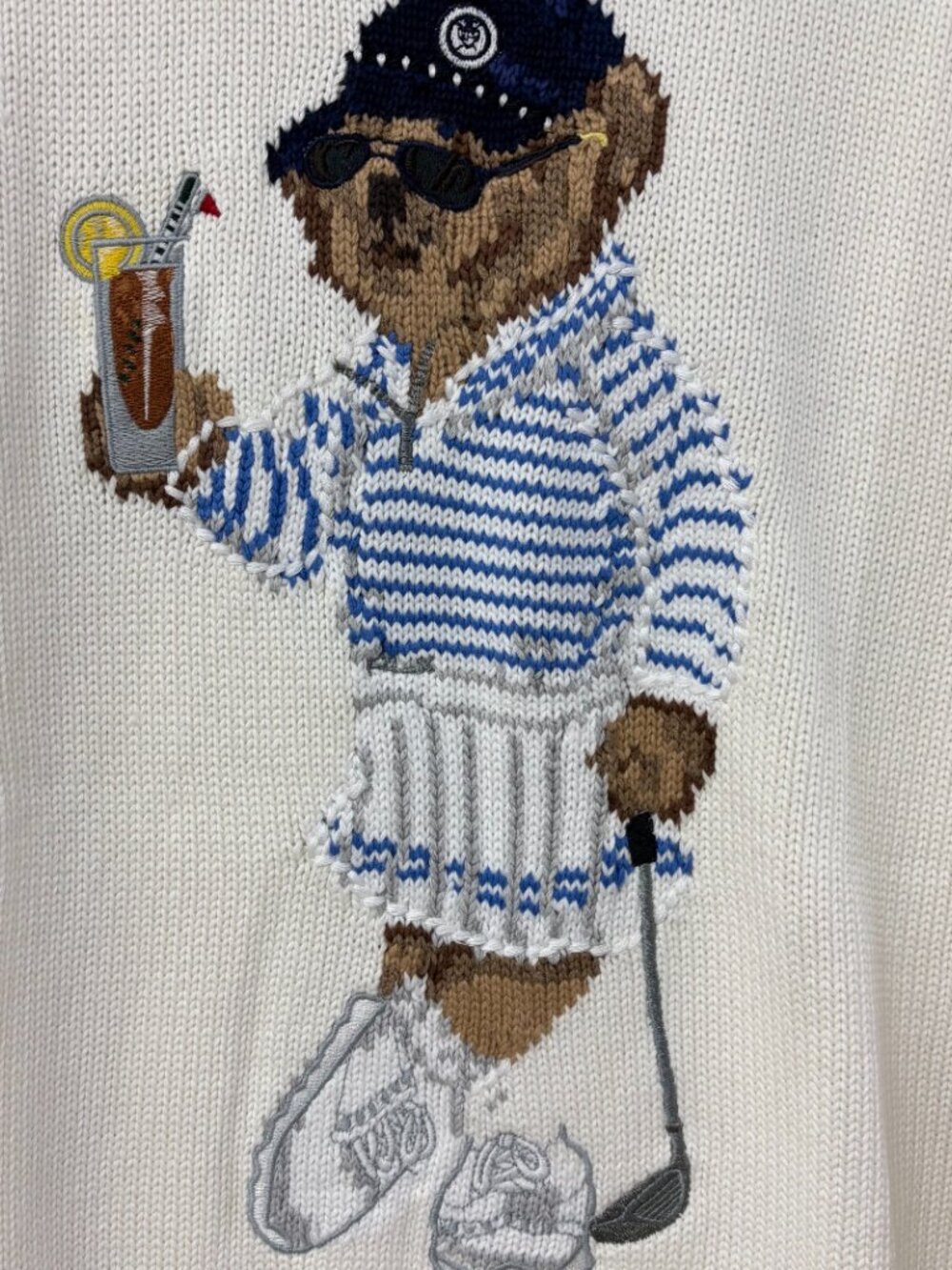 Polo Ralph Lauren Golf Bear Cream Knit Sweater - Picture 3 of 7